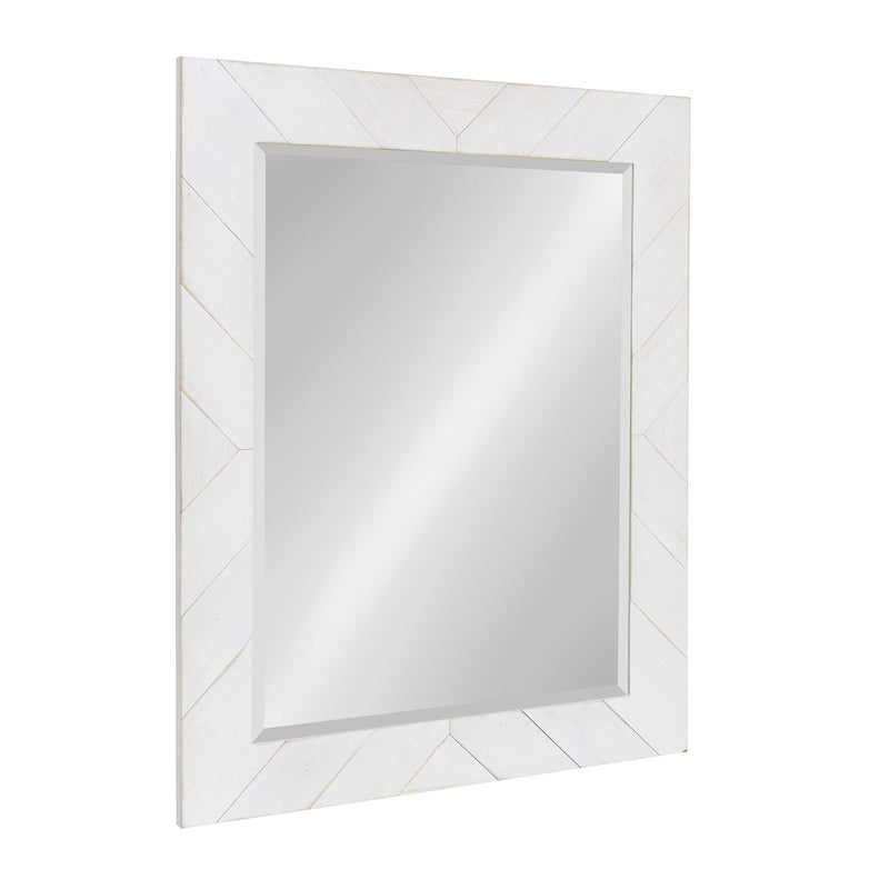 DesignOvation Rost Pieced Wood Framed Wall Accent Mirror, 23.5x29.5, White - Image 2